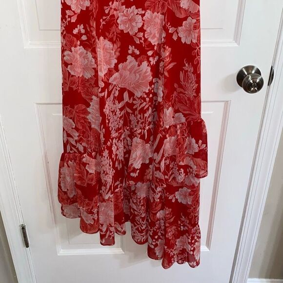 INC International Concepts printed flutter sleeve asymmetrical dress size 4P - Picture 4 of 14